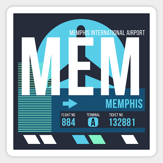 Memphis (MEM) Airport // Sunset Baggage Tag Magnet by Now Boarding